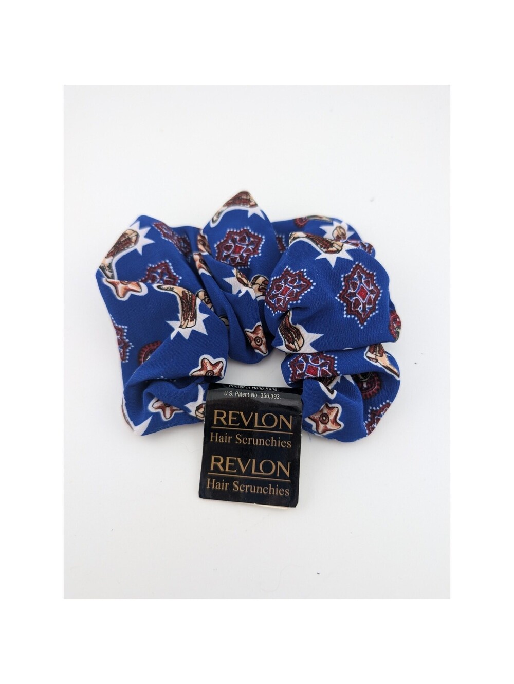 Revlon Cowboy Boots Scrunchie Vintage Blue Boot Western Stars Red Scrunchy New